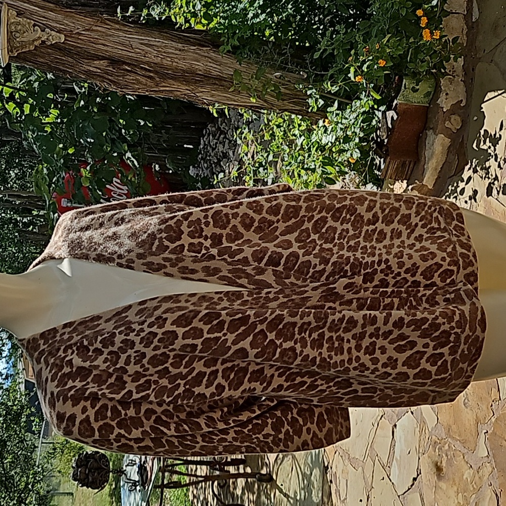 Vintage soft lambswool angora KENZO Paris Italian cardigan size M leopard animal